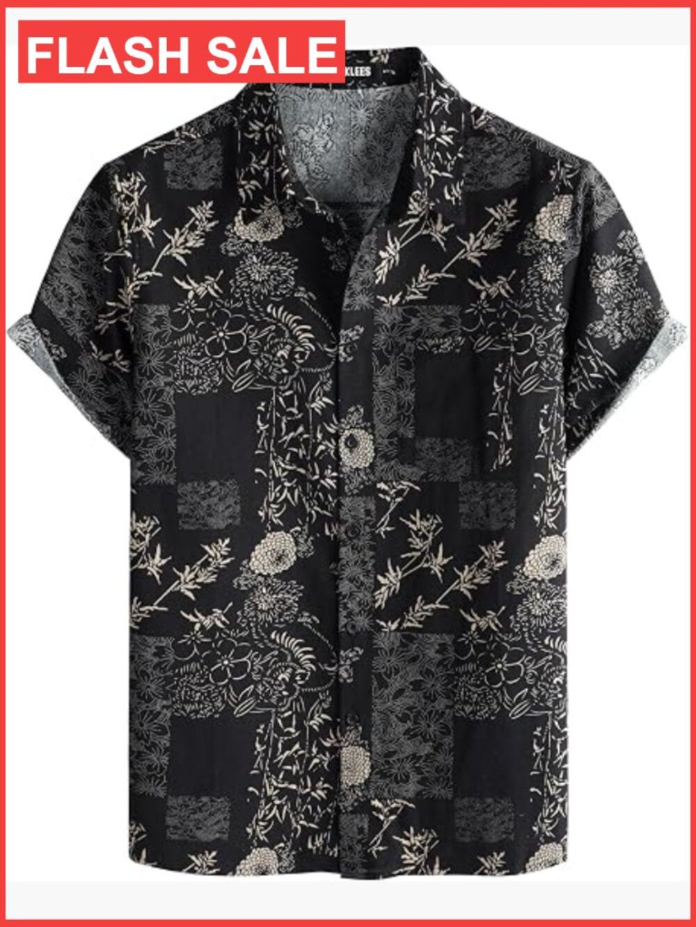 Men's 70s Hippie Vintage Hawaiian Shirt Floral Button Down Short Sleeve Cotton